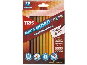 Canetinha 12 Cores Tons de Pele Mega Hidro Color - Tris