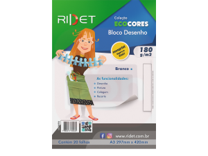 Bloco Desenho Ecocores A3 180g 20fls Ridet